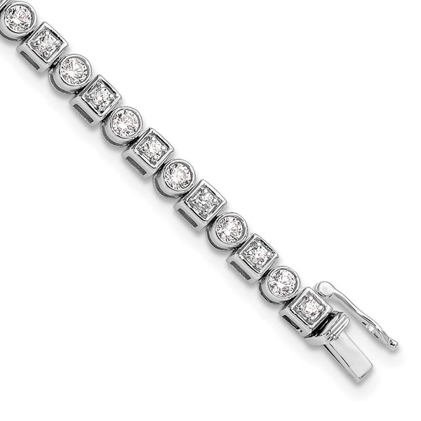 14k White Gold 2 1/8 carat Lab Grown Diamond VS/SI+ G+ 6.75 inch Fancy Shapes Bracelet - Birthstone Company