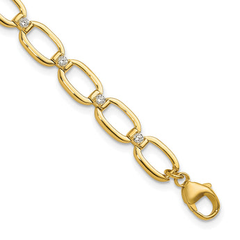 14k 1/2 carat Lab Grown Diamond VS/SI+ G+ Oval Link 6.75 inch with .25 inch extention Bracelet - Birthstone Company