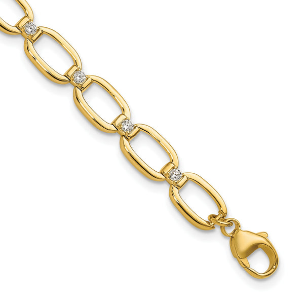 14k 1/2 carat Lab Grown Diamond VS/SI+ G+ Oval Link 6.75 inch with .25 inch extention Bracelet - Birthstone Company