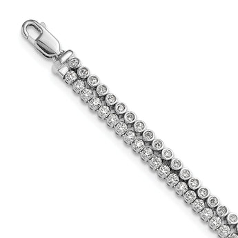 14K White Gold Lab Grown Diamond VS/SI GH, w/1 inch ext. Dbl Bracel
