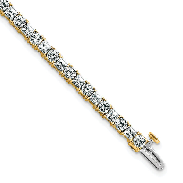 14k 7 carat Lab Grown Diamond VS/SI+ G+ Complete Princess and Round Tennis Bracelet