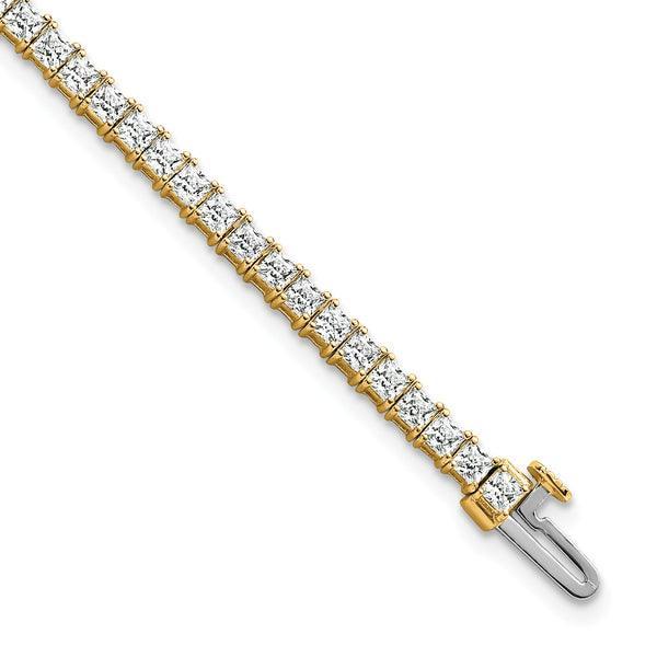14k 5 carat Lab Grown Diamond VS+ F+ Complete Princess Prong Set Tennis Bracelet - Birthstone Company