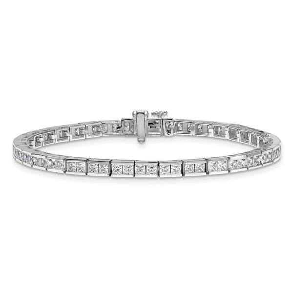 14k White Gold 5 carat Lab Grown Diamond VS+ F+ Complete Princess Bezel Set Tennis Bracelet