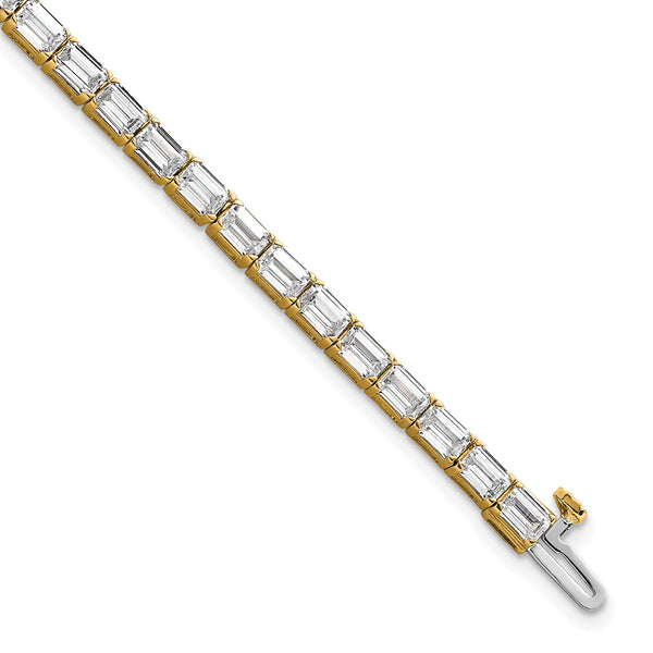 14k 10 carat Lab Grown Diamond VS/SI+ G+ Emerald Tennis Bracelet - Birthstone Company