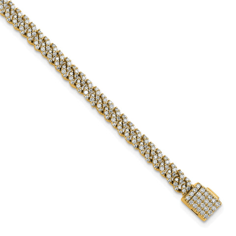 10 Karat 2 carat Lab Grown Diamond VS+ F+ Complete 4mm Pav‚ Cuban Link 8 Bracelet - Birthstone Company