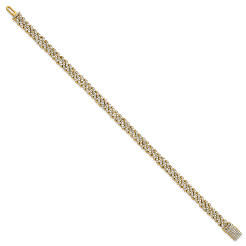 10 Karat 3 1/3 carat Lab Grown Diamond VS+ F+ Complete 4mm Pav‚ Cuban Link 8 Bracelet - Birthstone Company
