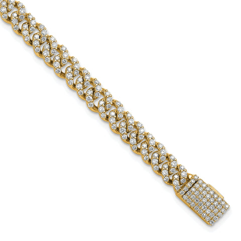 10 Karat 3 1/3 carat Lab Grown Diamond VS+ F+ Complete 4mm Pav‚ Cuban Link 8 Bracelet
