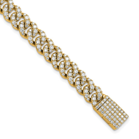 14k 5 carat Lab Grown Diamond VS/SI+ G+ Complete 4mm Pavâ Cuban Link 8 Bracelet - Birthstone Company