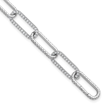 True Origin 14k White Gold 3 1/2 carat Lab Grown Diamond VS+ F+ 7 inch Link Bracelet with a 1 inch extension - Birthstone Company