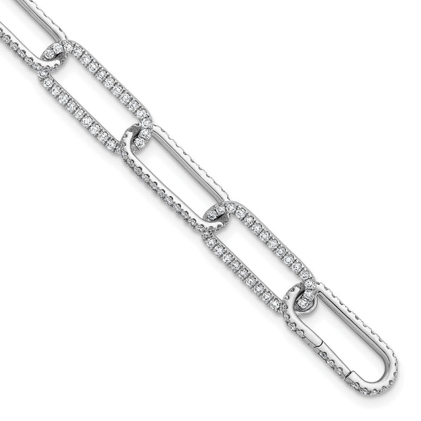 True Origin 14k White Gold 3 1/2 carat Lab Grown Diamond VS+ F+ 7 inch Link Bracelet with a 1 inch extension - Birthstone Company