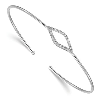 14k White Gold 1/4 carat Lab Grown Diamond VS/SI+ G+ Flexible Cuff Bangle Bracelet - Birthstone Company