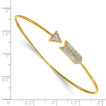14k Polished Complete 1/3 carat Diamond Arrow Flexible Bangle Bracelet - Birthstone Company