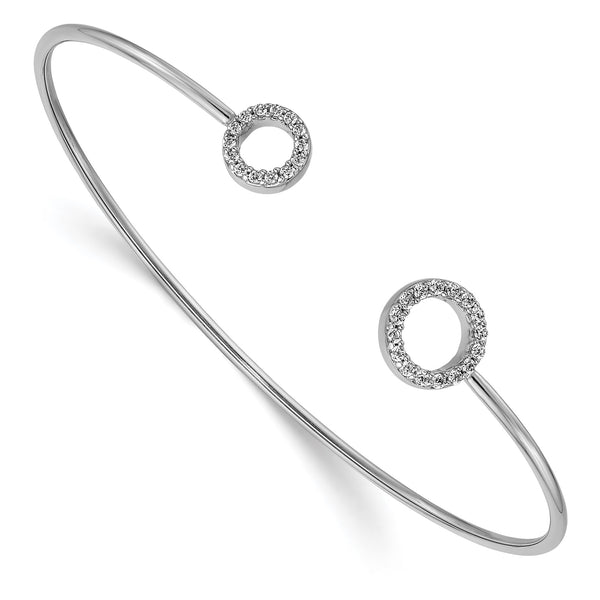 Women's 14K White Gold 1/4 ct Lab-Grown Diamond Solid Bangle - Birthstone Company