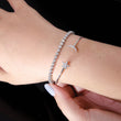 14k White Gold Complete 1/4 carat Diamond Moon and Star Flexible Cuff Bangle Bracelet - Birthstone Company