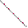10k White Gold Diamond and Composite Ruby Bracelet 7 in - Birthstone Company