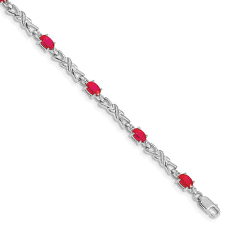 14k White Gold Diamond and Ruby Bracelet