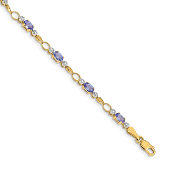 14k Open-Link Diamond/Tanzanite Bracelet - Birthstone Company