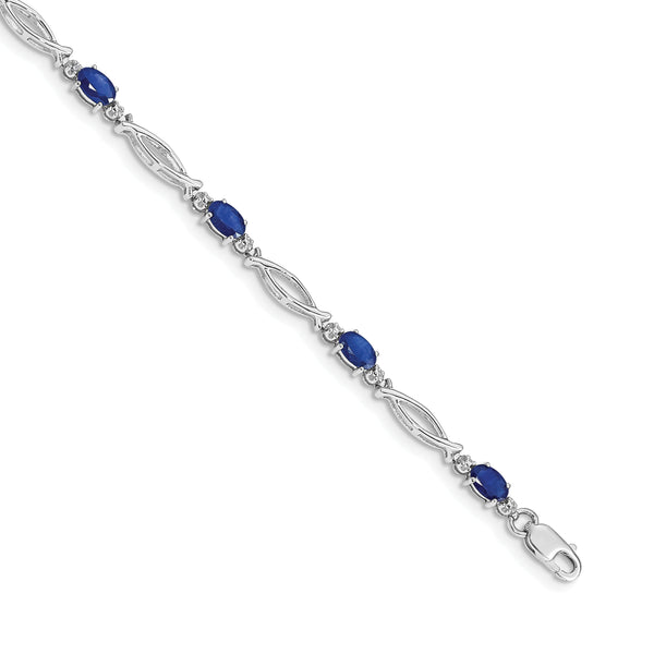 10k White Gold Diamond and Sapphire Bracelet
