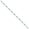 10k White Gold Diamond and Emerald Bracelet 7 in - Birthstone Company