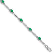 10k White Gold Diamond and Emerald Bracelet 7 in - Birthstone Company