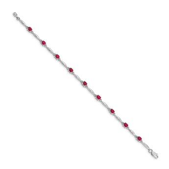 10k White Gold Diamond and Ruby Bracelet