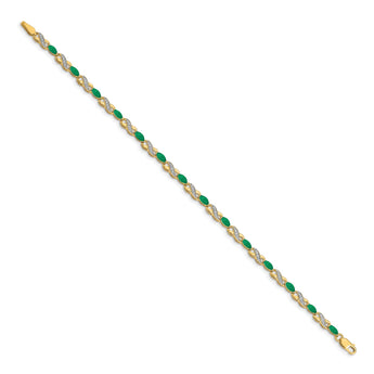 10k Diamond and Emerald Infinity Bracelet