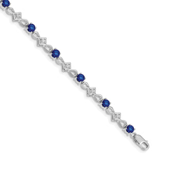 14k White Gold Diamond and Sapphire Bracelet