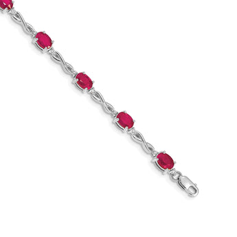 14k White Gold Diamond and Ruby Bracelet