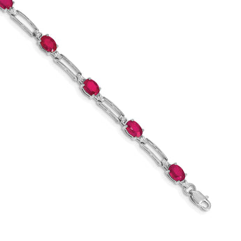 14k White Gold Diamond and Ruby Bracelet