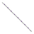 10k White Gold Diamond and Amethyst Bracelet 7 in - Birthstone Company