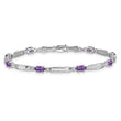 10k White Gold Diamond and Amethyst Bracelet 7 in - Birthstone Company