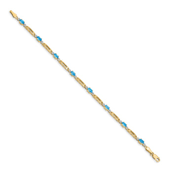 10k Diamond and Blue Topaz Bracelet 7 in - Birthstone Company