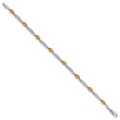 10k White Gold Diamond and Citrine Bracelet 7 in - Birthstone Company