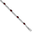 10k White Gold Diamond and Garnet Bracelet 7 in - Birthstone Company