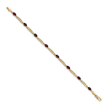 10k Diamond and Garnet Bracelet 7 in - Birthstone Company