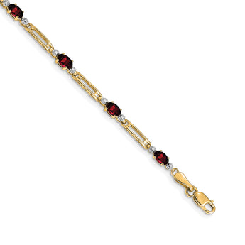 10k Diamond and Garnet Bracelet 7 in - Birthstone Company