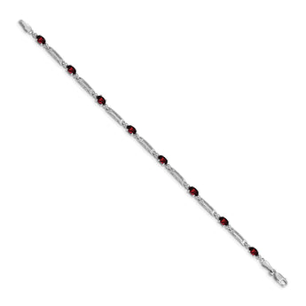 14k White Gold Diamond and Garnet Bracelet - Birthstone Company