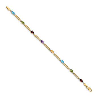 14k Fancy Diamond and Gemstone Rainbow Bracelet - Birthstone Company
