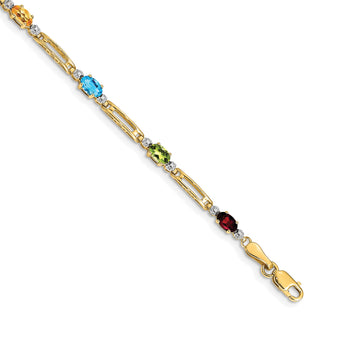 14k Fancy Diamond and Gemstone Rainbow Bracelet - Birthstone Company