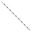10k White Gold Diamond and Amethyst Bracelet 7 in - Birthstone Company