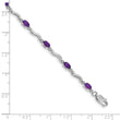 10k White Gold Diamond and Amethyst Bracelet 7 in - Birthstone Company
