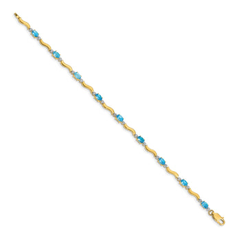 14k Fancy Diamond and Blue Topaz Bracelet - Birthstone Company