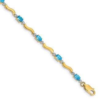 14k Fancy Diamond and Blue Topaz Bracelet - Birthstone Company
