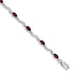 10k White Gold Fancy Diamond and Garnet Bracelet 7 in - Birthstone Company