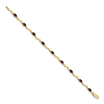 10k Fancy Diamond and Garnet Bracelet 7 in - Birthstone Company