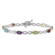 10k White Gold Rainbow Gemstone and Diamond Infinity Bracelet