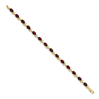 14k Floral Diamond and Garnet Bracelet - Birthstone Company