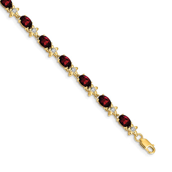 14k Floral Diamond and Garnet Bracelet - Birthstone Company