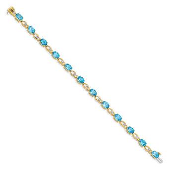 14k Blue Topaz and Diamond Bracelet - Birthstone Company