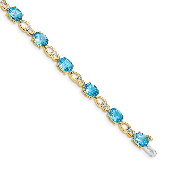 14k Blue Topaz and Diamond Bracelet - Birthstone Company